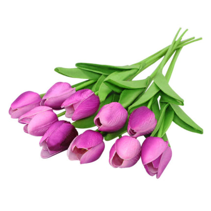Kunst Boeket - Tulpen Zijden Bloemen Tulp Luxe Boeketten Decor Ornament Roze