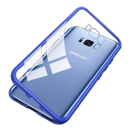 Samsung Galaxy S8 Magnetisch 360° Hoesje met Tempered Glass - Full Body Cover Hoesje + Screenprotector Blauw
