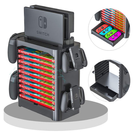 Multifunctionele Standaard voor Nintendo Switch Console en Games - NS  Controller Stand Game Houder Zwart