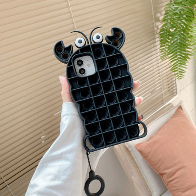 iPhone 11 Pop It Hoesje - Silicone Bubble Toy Case Anti Stress Cover Kreeft Zwart