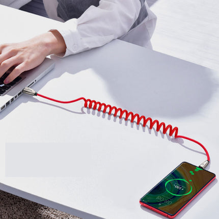 USB-C Gekrulde Spiraal Oplaadkabel Datakabel 1 Meter Oplader Zwart