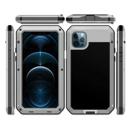 iPhone 11 360°  Full Body Case Tank Hoesje + Screenprotector - Shockproof Cover Metaal Zilver