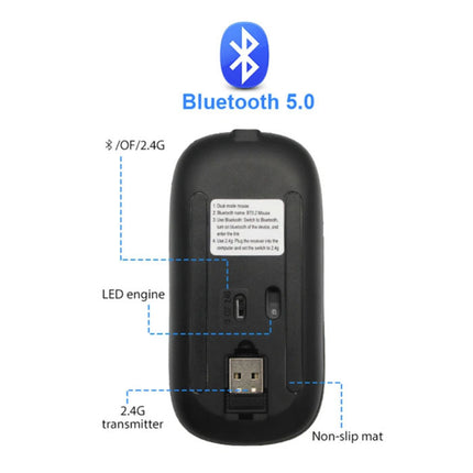 Draadloze RGB Muis - 2.4GHz / 1600DPI / Optisch / Ergonomisch / Tweehandig - Zilver