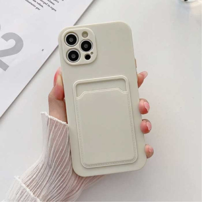 iPhone 11 Kaarthouder - Wallet Card Slot Cover Hoesje Wit