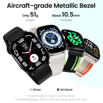 RS5 Smartwatch - 2.01'' AMOLED HD-Display - Hart-en Zuurstof-monitor - Sport Activity Tracker Horloge - Silicoon Bandje - Wit