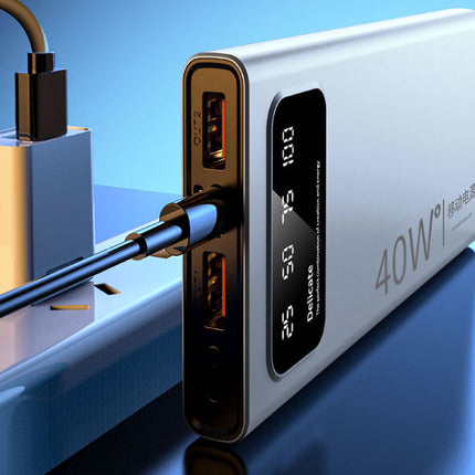 20.000mAh Mini Powerbank  met LED Display - 40W Noodaccu Batterij Oplader Wit