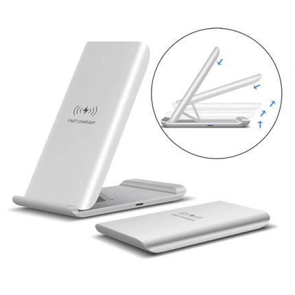 Qi Draadloze Oplader Bureau Standaard 15W - Type C Universeel Telefoonhouder Wireless Charging Pad Wit