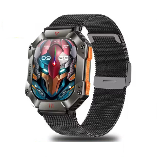 Halo Smartwatch - Mesh Bandje - 2" Display - Hartslag Zuurstof Sport Tracker Horloge - Zwart