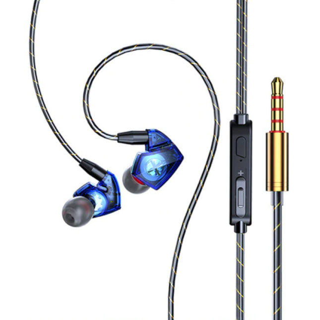 T06 Oordopjes met Microfoon en Muziek Beheer - 3.5mm AUX Oortjes Wired Earphones Oortelefoon Volumebeheer Blauw
