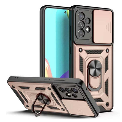 Samsung Galaxy A32 5G - Armor Hoesje met Kickstand en Camera Bescherming - Pop Grip Cover Case Goud