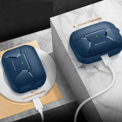 Shockproof Hoesje voor AirPods Pro met Karabijnhaak - AirPod Case Cover Skin - Blauw