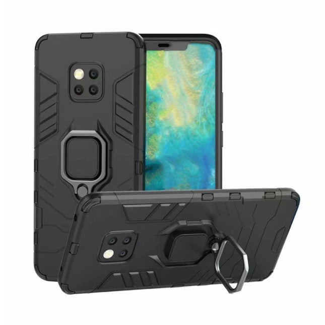 Huawei Mate 20 Hoesje  - Magnetisch Shockproof Case Cover Cas TPU Zwart + Kickstand