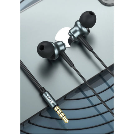 F37 Oordopjes met Microfoon en Controls - 3.5mm AUX Oortjes Volumebeheer Wired Earphones Oortelefoon Blauw