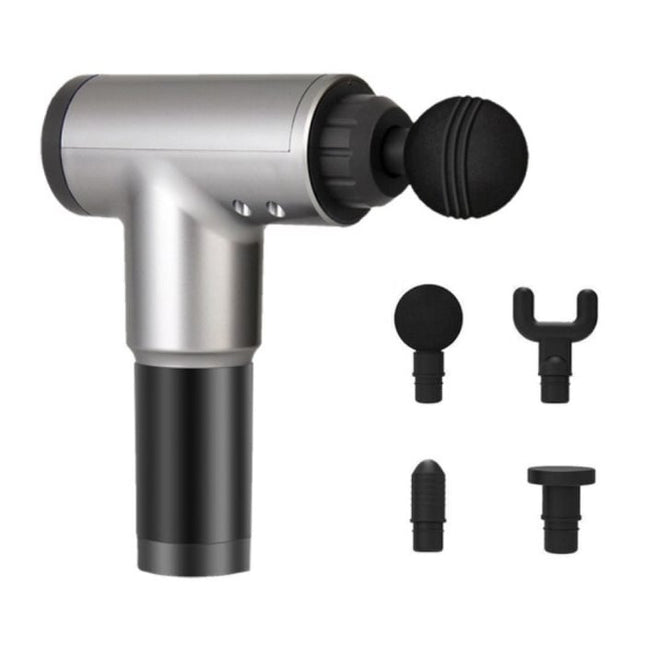 Professioneel Massage Apparaat Gun - 4 Standen - 4 Koppen - Sport en Relax - Zilver