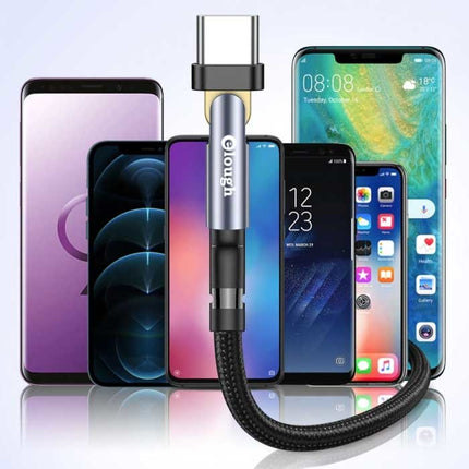 USB-C Oplaadkabel 180° - 3 Meter - Gevlochten Nylon Oplader Data Kabel Grijs