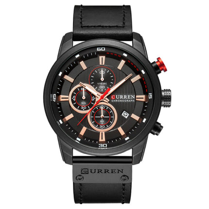 Heren Horloge met Leren Bandje - Anoloog Luxe Kwarts Uurwerk voor Mannen - Roestvrij staal - Zwart