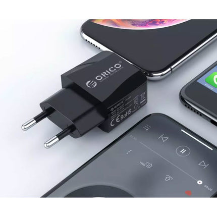 Dual 2x Port USB Stekkerlader - 2.1A Muur Oplader Wallcharger AC Thuislader Adapter Zwart