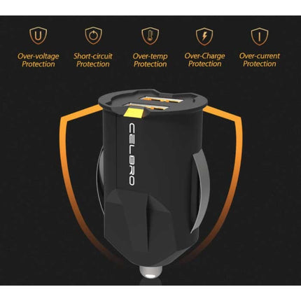 Mini Autolader met 2 Poorten  2A - Dual Port Carcharger - Zwart