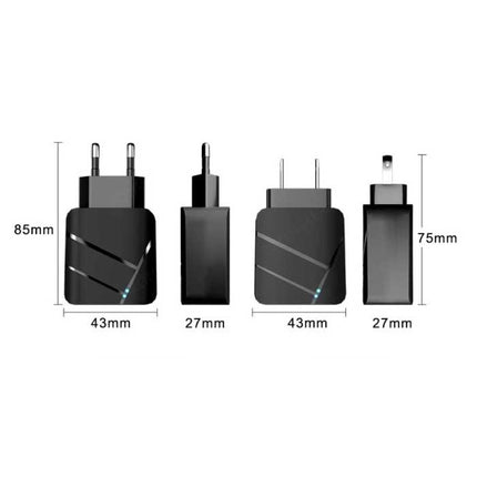 28W Stekkerlader - Dual Port Quick Charge 3.0 / 2.1A - USB Fast Charge Oplader Muur Wallcharger AC Thuislader Adapter Wit