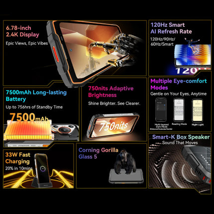 BL7000 Smartphone Outdoor - 24 GB RAM - 256 GB Opslag - 50 MP Camera - 7500mAh Batterij - Zwart