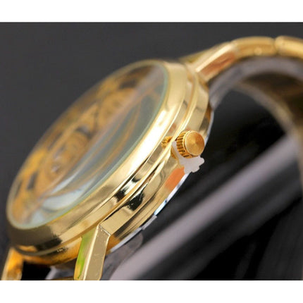 Mechanisch Hol Ontwerp Horloge Unisex - Zakelijk Mode Roestvrij Staal Luxe Polshorloge Goud
