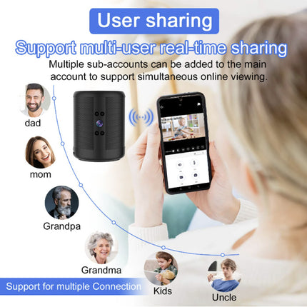 Mini Security Camera / Bluetooth Speaker - Luidspreker HD 1080p Camcorder Tweeweg Intercom - Zwart