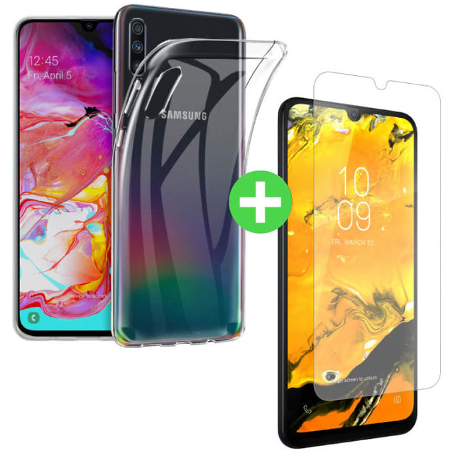 Samsung Galaxy A50 Transparant TPU Hoesje + Screen Protector Tempered Glass