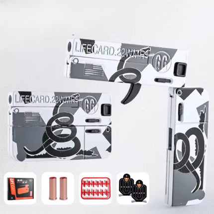 Lifecard Vouwbaar Soft Bullet Pistool - Speelgoed Shell Geweer - Wit Grijs
