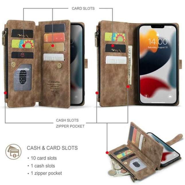 iPhone 12 Pro Max Leren Flip Case Portefeuille - Wallet Cover Cas Hoesje Bruin