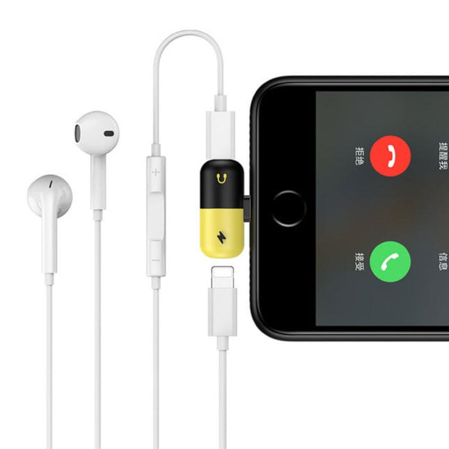 iPhone Lightning Oplader + Headphone Audio Splitter Adapter Geel