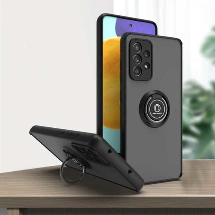 Samsung Galaxy A52 Hoesje met Ring Kickstand en Magneet - Schokbestendige Cover Case Zwart