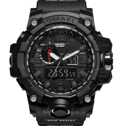  Militair Duik Horloge voor Heren - Rubber Bandje Kwarts Uurwerk Analoog Digitaal voor Mannen Zwart