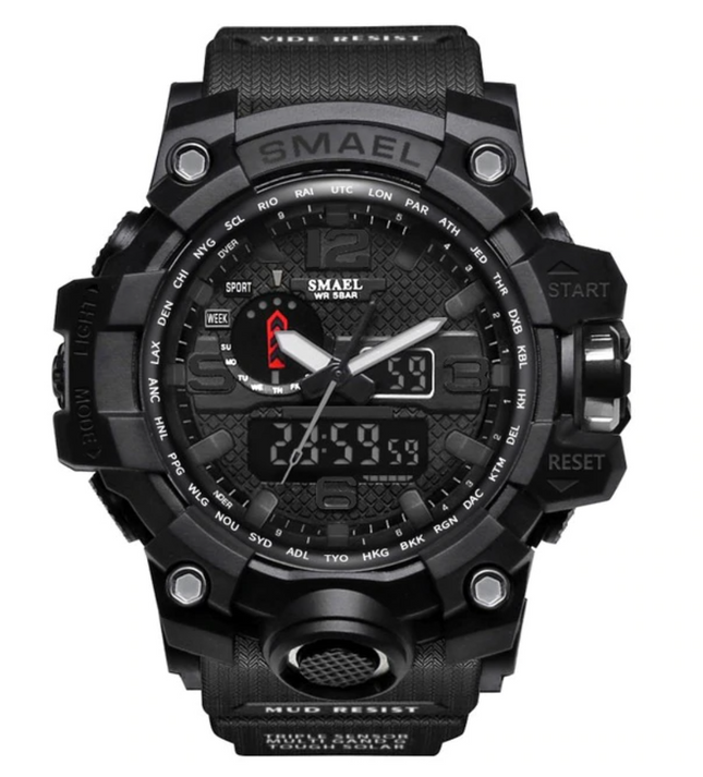  Militair Duik Horloge voor Heren - Rubber Bandje Kwarts Uurwerk Analoog Digitaal voor Mannen Zwart