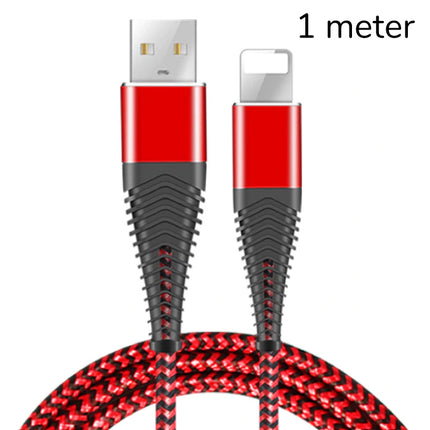 Lightning USB Oplaadkabel Datakabel 1M Gevlochten Nylon Oplader iPhone/iPad/iPod Rood