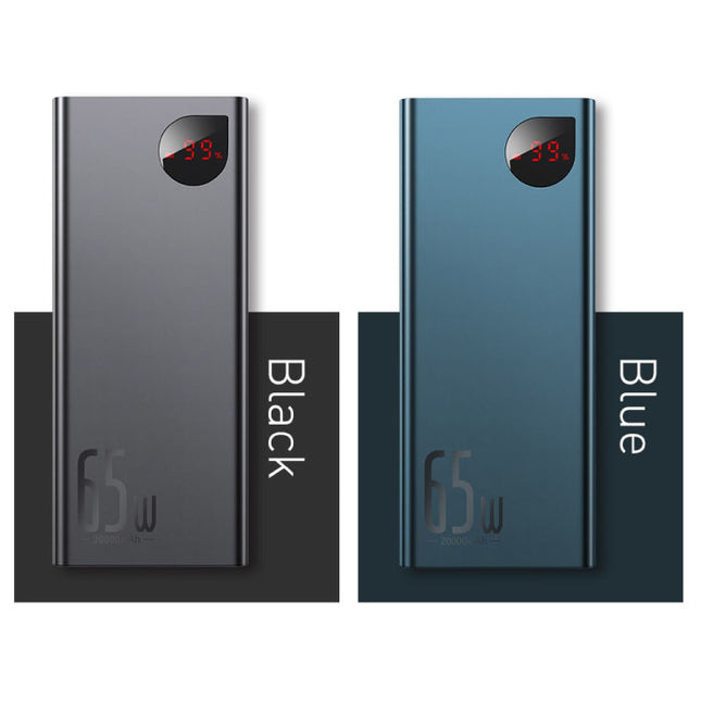 65W Powerbank met PD Poort 20.000mAh met 5 USB Poorten  - LED Display Externe Noodaccu Batterij Oplader Charger Zwart