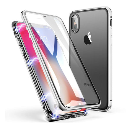 iPhone XR Magnetisch 360° Hoesje met Tempered Glass - Full Body Cover Hoesje + Screenprotector Wit