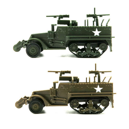 1:72 M3A1 Half-Track Jeep Bouwkit - Amerikaanse Leger Wagen Plastic Hobby Doe-het-zelf Model Bruin