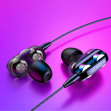 Dual Driver Oordopjes AUX 3.5mm - Oortjes Wired Earphones Oortelefoon Zwart