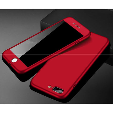iPhone 7 Plus 360°  Full Cover - Full Body Case Hoesje + Screenprotector Rood