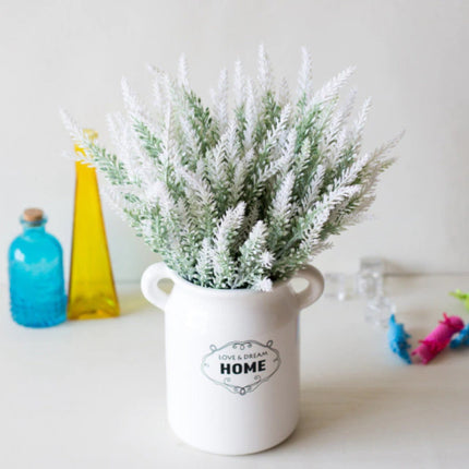 Kunst Boeket met Vaas - Lavendel Plastic Bloemen Luxe Boeketten Decor Ornament Wit