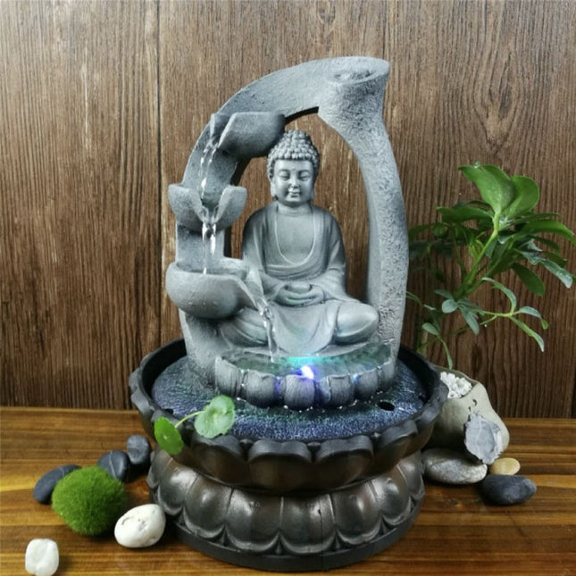 Boeddha Sier Waterval - LED Verlichting - Zen Garden Feng Shui Fontein Decor 
