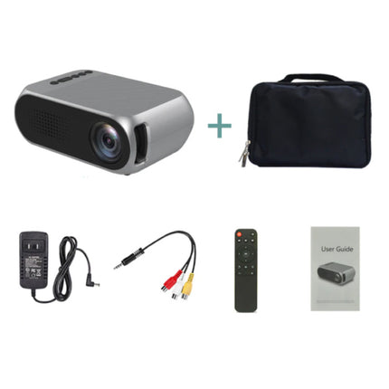 YG320 Mini LED Projector met Opbergtas - Scherm Beamer Home Media Speler Zilver