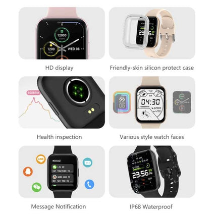 P8 SE Plus Smartwatch Smartband Smartphone Fitness Sport Activity Tracker Horloge IP68 iOS iPhone Android Siliconen Bandje Zwart