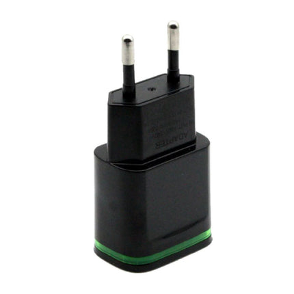 Dual USB Muur Oplader Wallcharger AC Thuislader Stekkerlader Adapter 5V - 2A Zwart