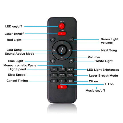 Sterren Projector met Afstandsbediening - Bluetooth Sterrenhemel Muziek Sfeerlamp Tafellamp Zwart