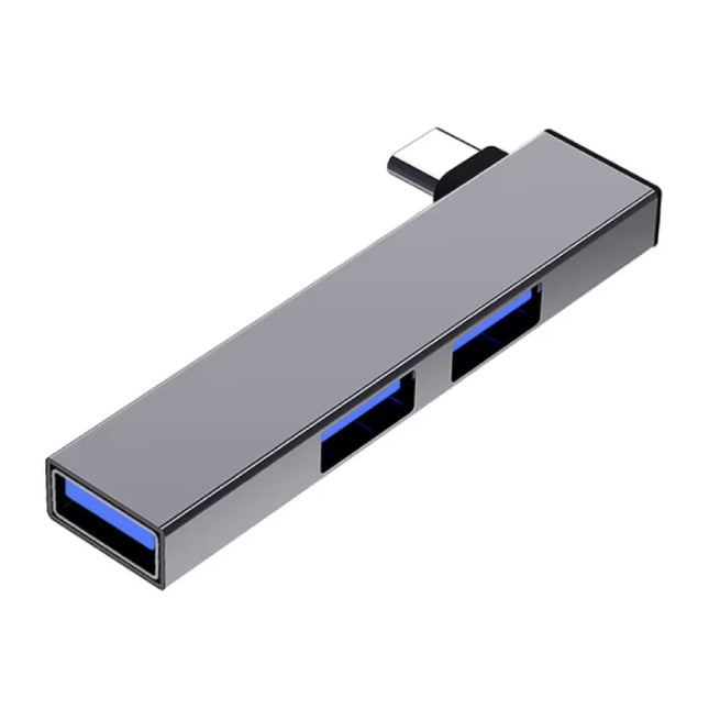 3 in 1 USB 3.0 Hub voor USB-C - Splitter Data Overdracht Oplader 5 Gbps - Grijs