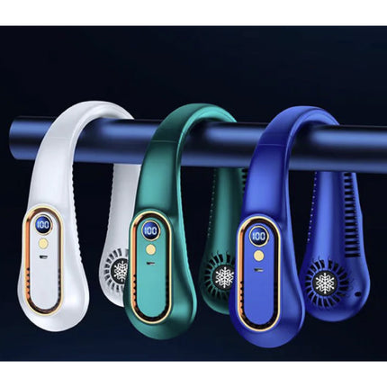 Halsventilator - USB Oplaadbaar - Draagbare Nek Bladloze Koel Ventilator - Blauw
