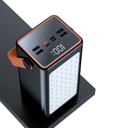 100.000mAh Powerbank met 4 Poorten - 66W Ingebouwde Zaklamp - Externe Noodaccu Batterij Oplader Charger Zwart