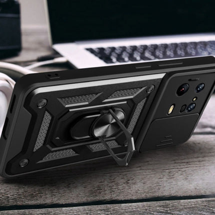 Xiaomi Mi 11 Lite - Armor Hoesje met Kickstand en Camera Bescherming - Pop Grip Cover Case Blauw