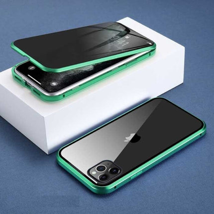 iPhone 6S Plus Magnetisch Privacy Hoesje met Tempered Glass - 360° Full Body Cover Hoesje + Screenprotector Groen